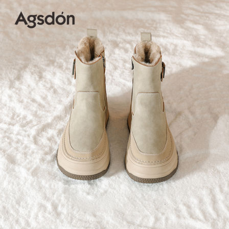 奥古狮登厚底雪地靴女款2025冬季新款保暖棉靴防水增高加绒短靴子