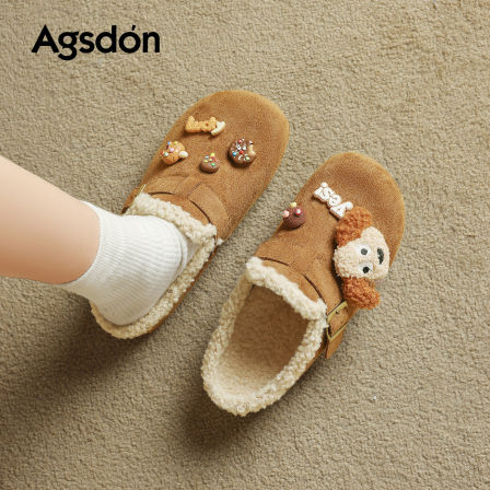 奥古狮登加绒勃肯鞋女2025新款冬季厚底包头毛毛棉拖鞋外穿一脚蹬
