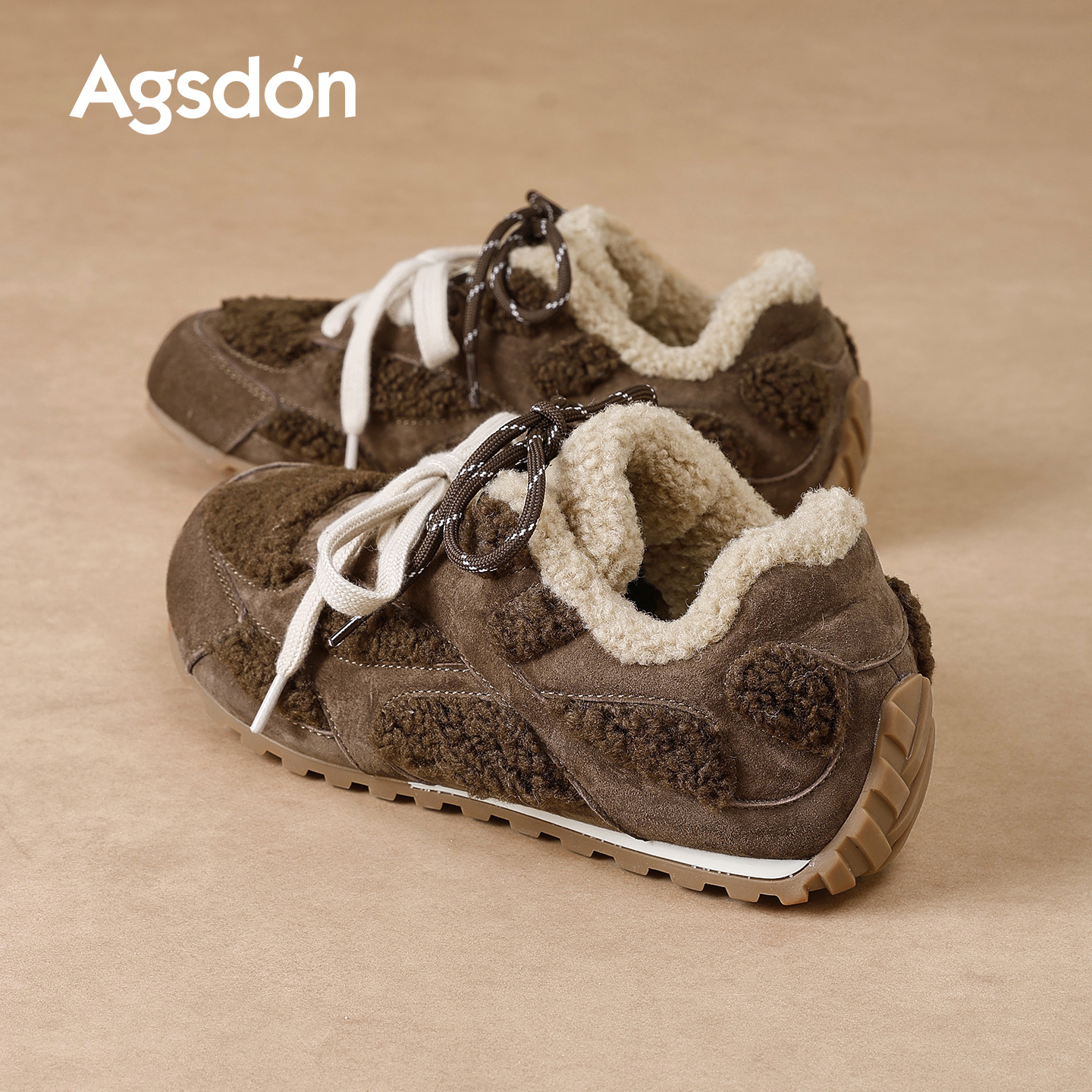 奥古狮登加绒阿甘鞋女2025新款冬季保暖棉鞋平底百搭休闲运动鞋子主图