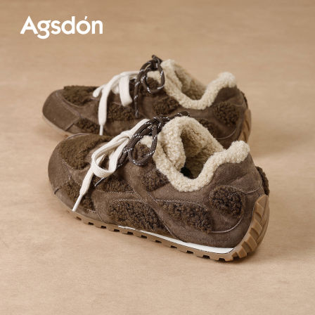 奥古狮登加绒阿甘鞋女2025新款冬季保暖棉鞋平底百搭休闲运动鞋子