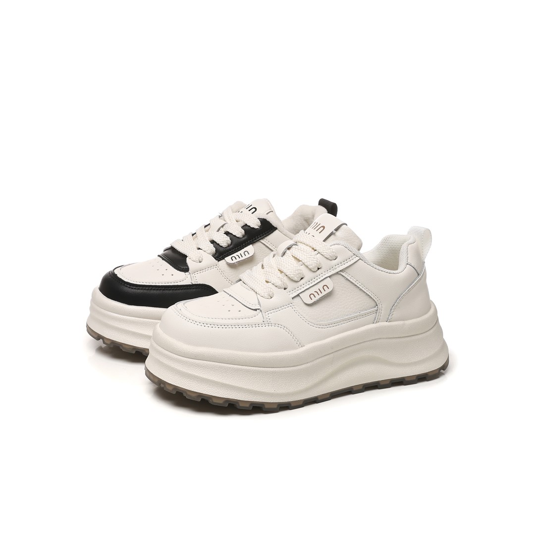 B门店8&9/9！芝麻休闲鞋」巨软厚底增高御寒加绒牛皮小白鞋女C24779主图