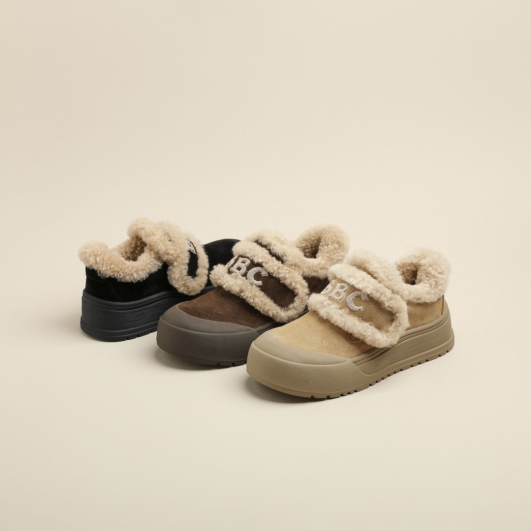 【企鹅】秋冬新款时尚休闲鞋厚底耐磨加绒保暖棉鞋冷粘0831-12//HMT主图