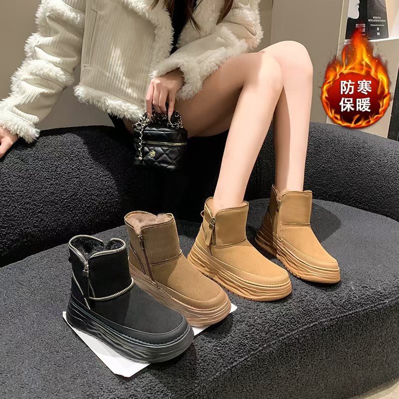 门店59&9！冰岛雪地靴」松糕厚底防滑兔毛加绒御寒保暖棉靴女C24849主图