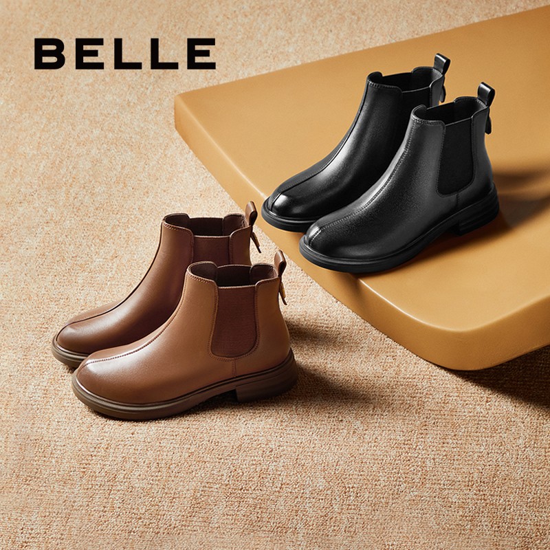 【百丽】百丽舒适羊皮革切尔西靴女新款真皮时尚靴B7D1DDD4主图