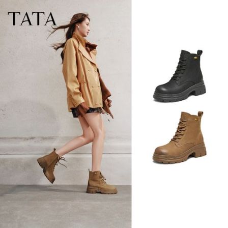 【琥珀流光】TATA他她2025新款喵爪弹力瘦瘦厚底时装短靴女CEG07DZ5