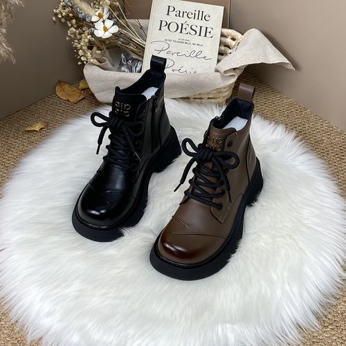 圆头显瘦百搭马丁靴女2025秋冬新款防滑显脚小厚底复古休闲短靴子主图