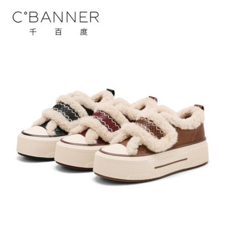 【甄选上新】千百度百搭休闲鞋女2025新款学院风魔术贴加绒休闲鞋