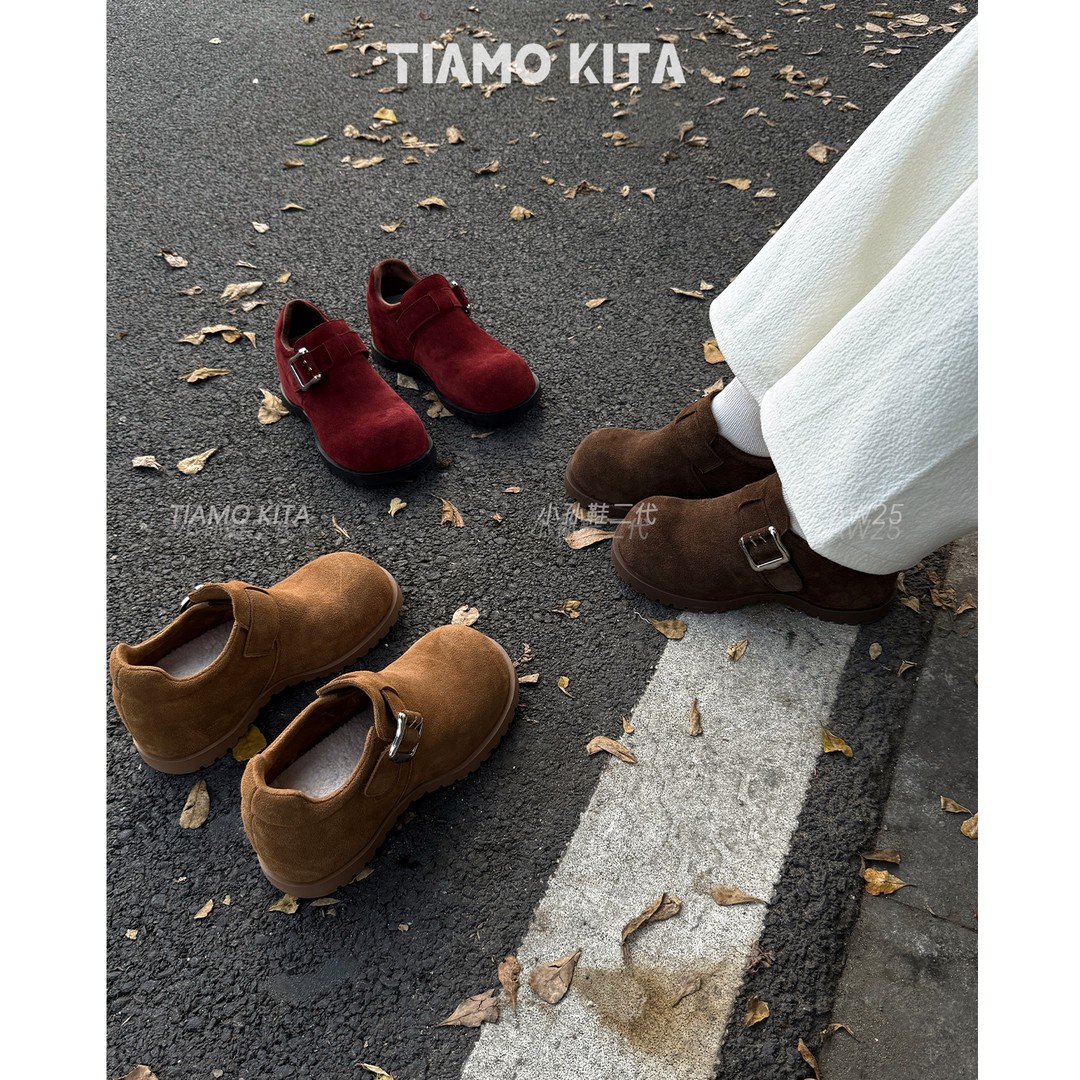 「KITA 达芬奇」牛绒~勃肯加绒增高6cm时尚勃肯鞋256278主图