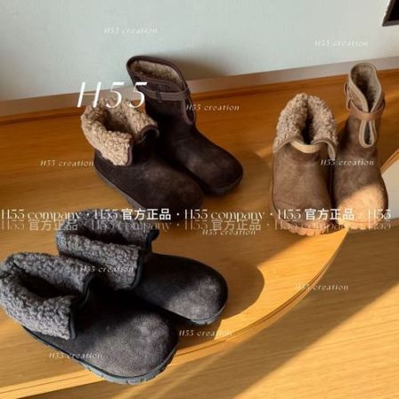 H55女鞋-小熊日记｜【头层牛皮】巴恩风可翻折雪地靴4cm19-2942-GZ