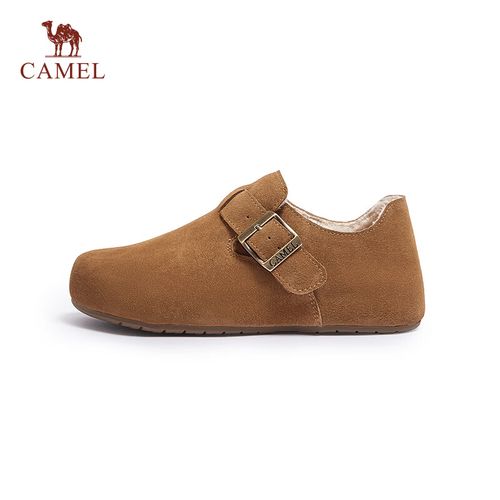 【骆驼】秋季新款休闲复古勃肯鞋女款加绒平底圆头单鞋L25W700108主图