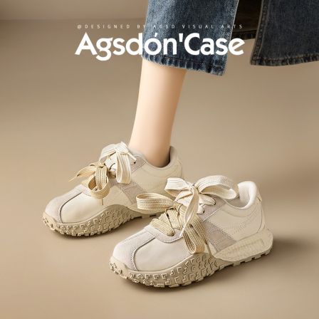 【奥古狮登】德训鞋女休闲百搭小白鞋3.5cm增高B151051AA