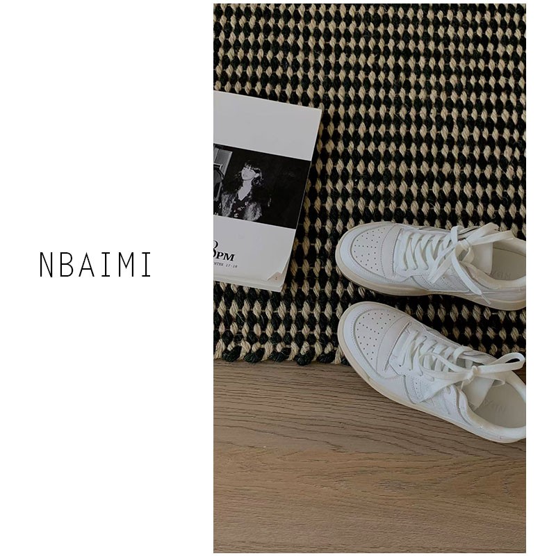 牛奶白板鞋 纯色温柔显高百搭低帮复古休闲运动板鞋女鞋主图