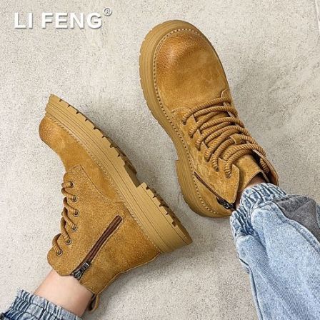 男女同款马丁靴2025秋季真皮休闲大黄靴英伦高帮男鞋户外工装靴子