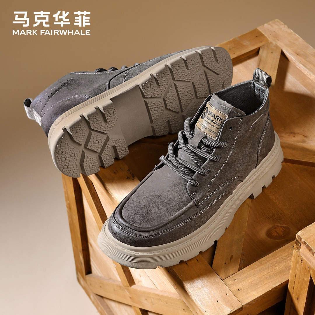 【Mark Fairwhale马克华菲 】男款马丁靴2025增厚底增高工装机车靴主图