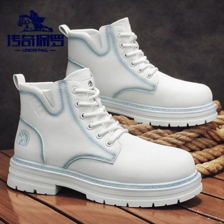 传奇保罗马丁靴增高秋冬擦色男靴机车工装靴子高帮男士男鞋厚底靴