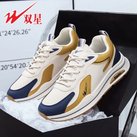 双星皮面防水休闲运动鞋男士学生冬季加绒保暖棉鞋老爹鞋跑步鞋子