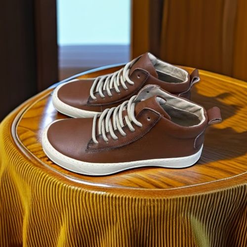 高帮头层牛皮2025秋冬季男士时尚厚底百搭真皮复古厚底英伦风系带主图