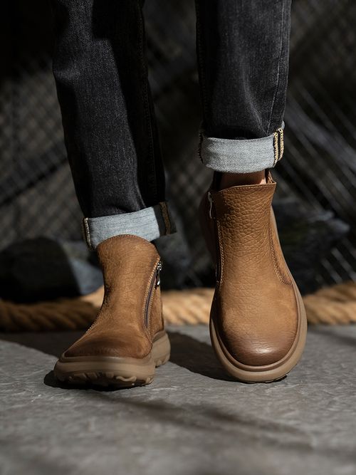 男款纯皮马丁靴帮透气朋克风复古百搭经典潮流软底软面7866-01主图