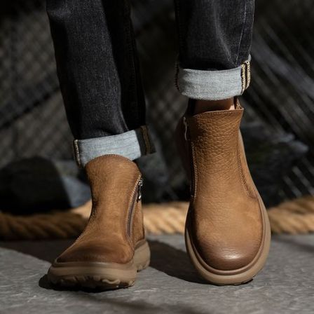 男款纯皮马丁靴帮透气朋克风复古百搭经典潮流软底软面7866-01