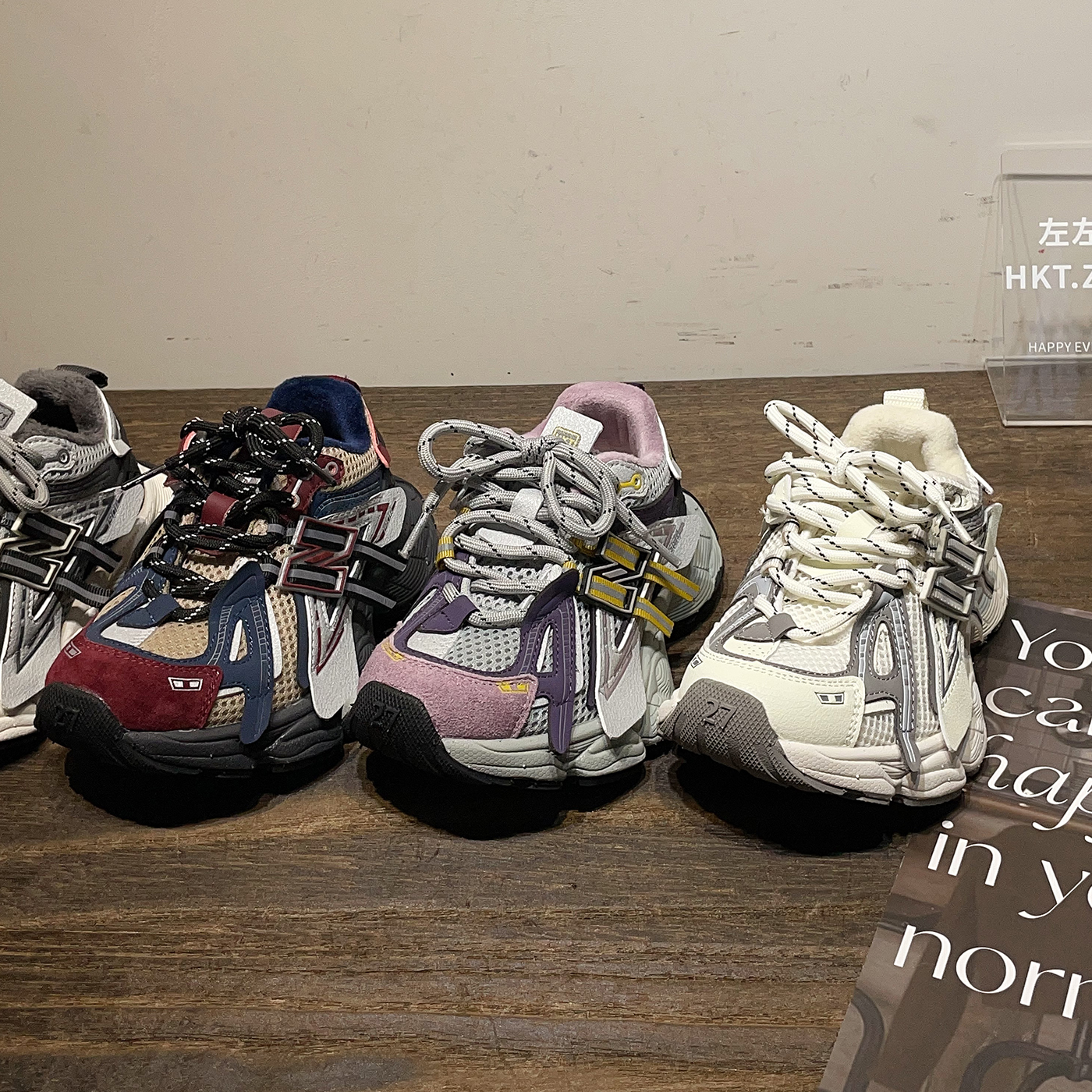 左左家2025冬季男女童拼色潮酷加绒运动鞋儿童免系带防滑老爹鞋主图