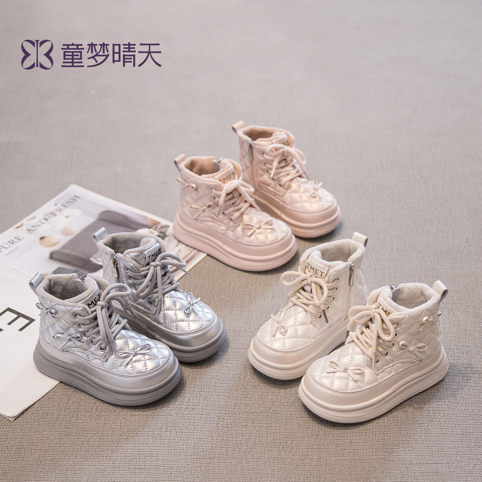 童梦晴天女童雪地靴加绒加厚2025新款冬季大棉鞋儿童公主短靴女宝主图