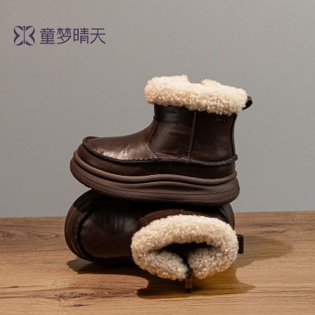 童梦晴天女童雪地靴冬季加绒加厚男童鞋子2025新款儿童大棉鞋女宝
