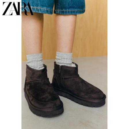 ZARA2025冬季新品 儿童鞋女童 衬里简约休闲舒适短靴 2131630 700