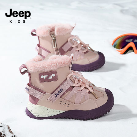 jeep儿童雪地靴防水防滑2025冬季新款男童女童大棉鞋保暖加绒棉靴