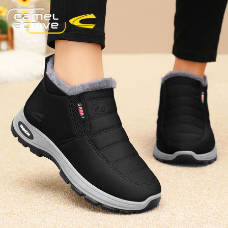 骆驼动感老人棉鞋女冬季保暖加绒老北京布鞋防滑雪地靴中年妈妈鞋