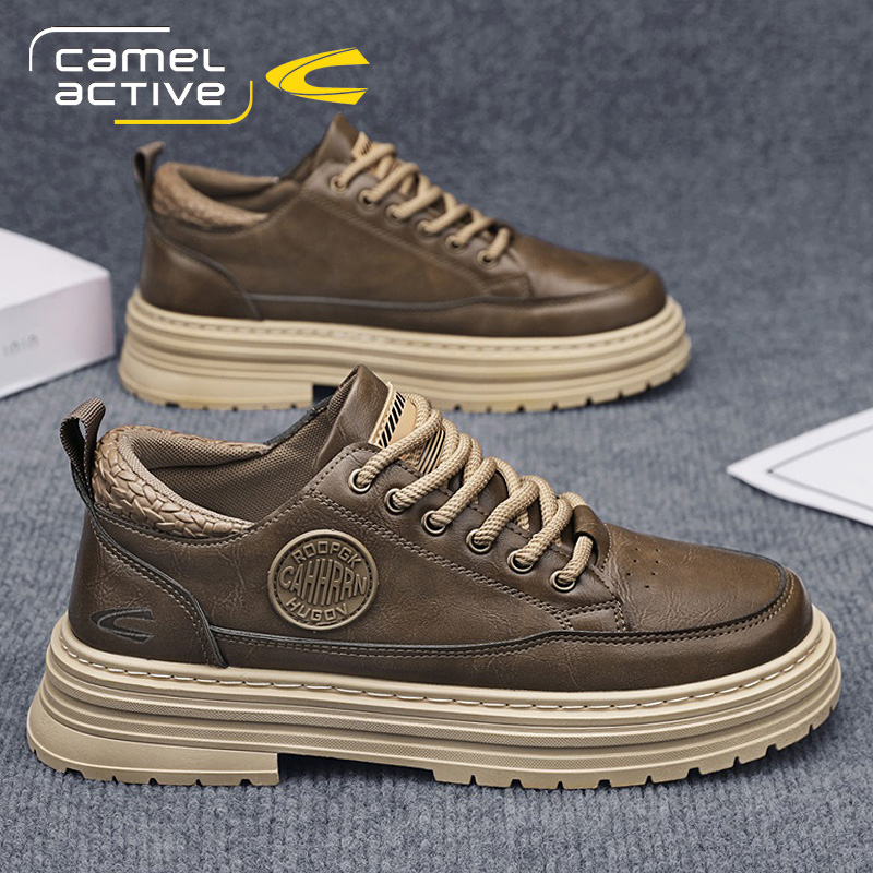 德国骆驼动感短靴男冬季复古英伦风低帮工装鞋厚底大头皮鞋马丁鞋主图