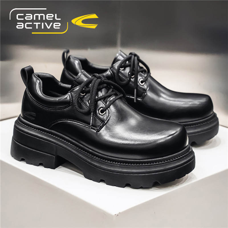 德国骆驼动感男鞋秋季英伦风大头皮鞋低帮工装鞋复古短靴马丁靴男主图