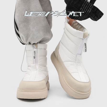 上野行星新款白色户外雪地靴男女防水加绒加厚防寒东北保暖中筒靴