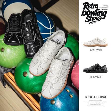 MRA保龄球鞋男款平底方头德训赛车鞋通勤小白鞋复古运动休闲鞋子