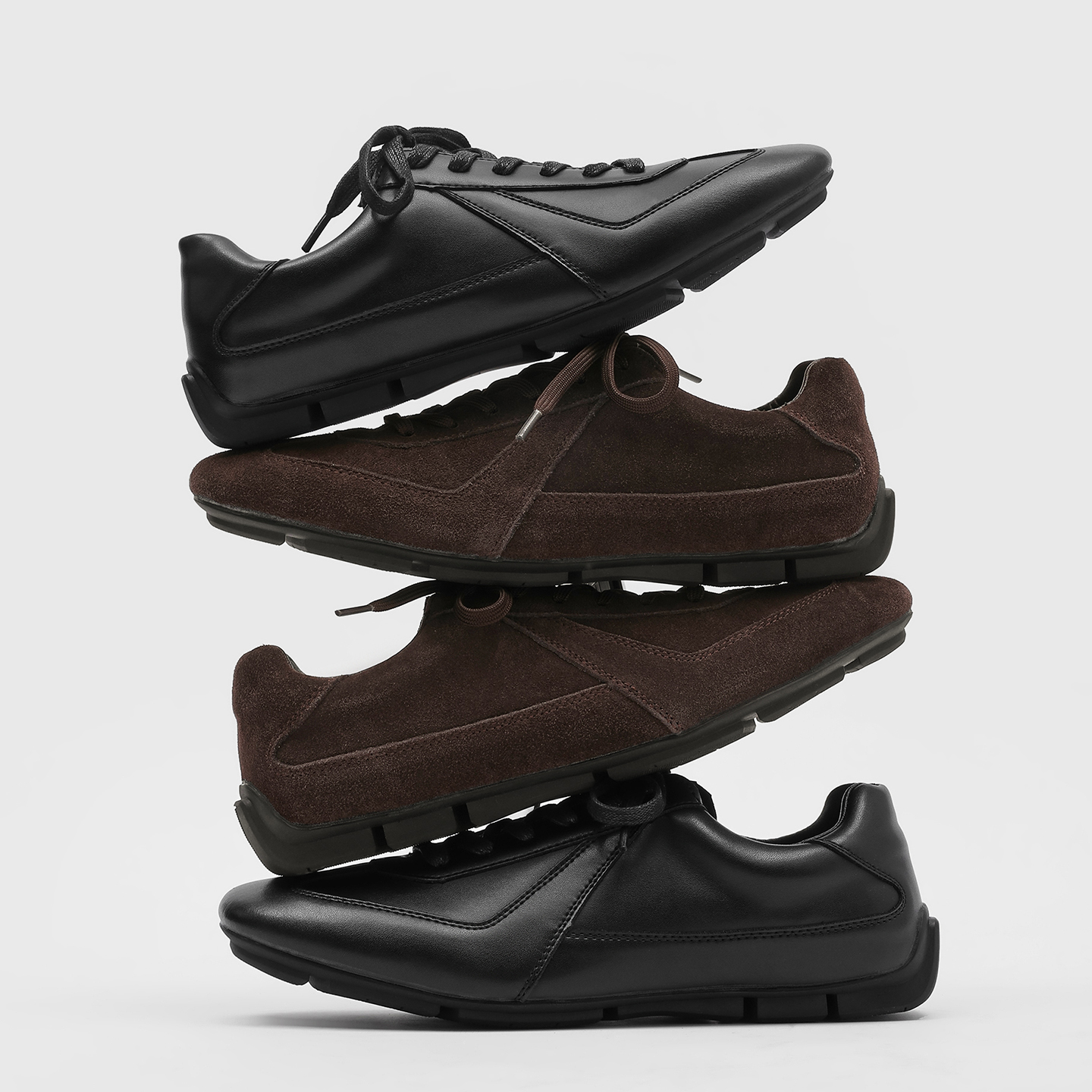 cleanfi德训鞋男款极简黑色高级感拳击训练鞋英伦风平底休闲皮鞋主图