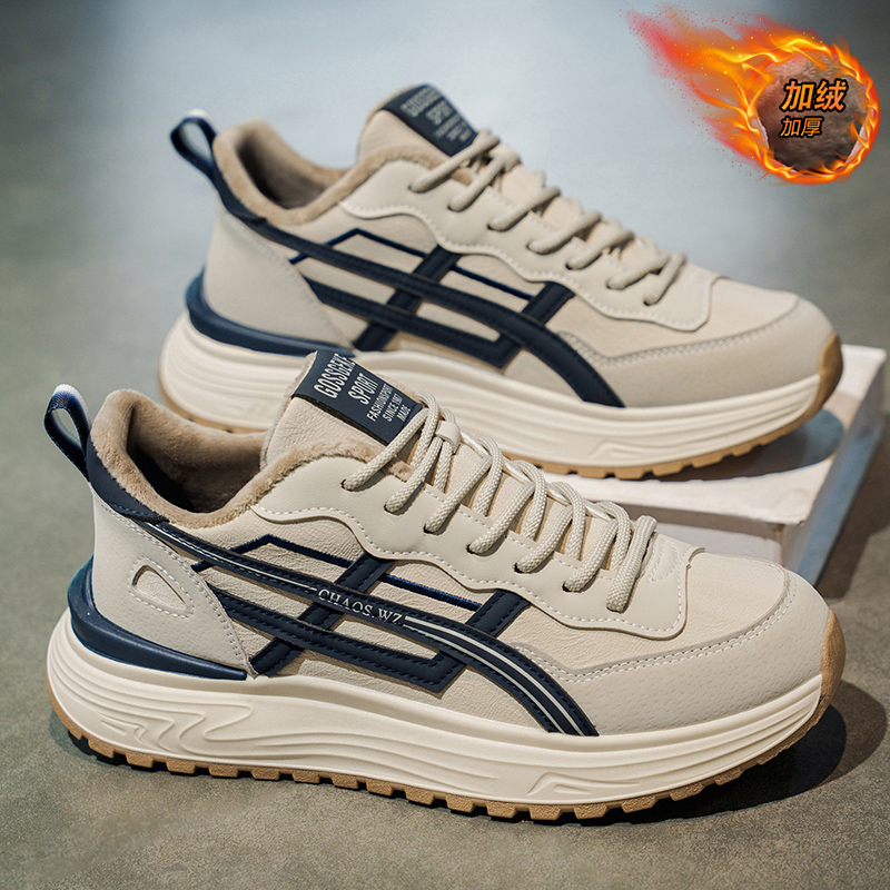 男鞋2025新款冬季加绒保暖二棉鞋男士百搭软底跑步休闲运动老爹鞋主图