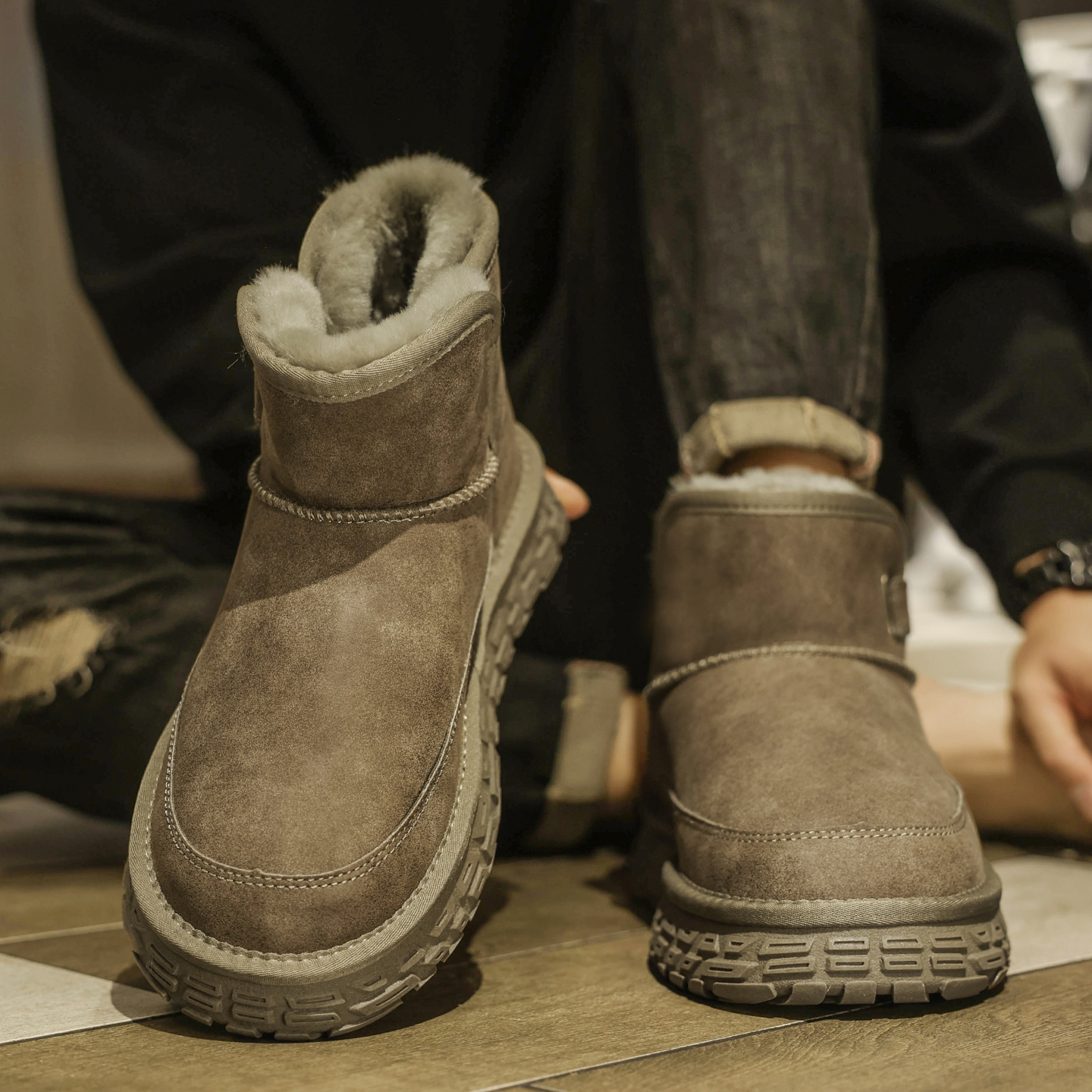 雪地靴男冬季2025新款东北加绒加厚男士皮毛一体防寒保暖高帮棉鞋主图