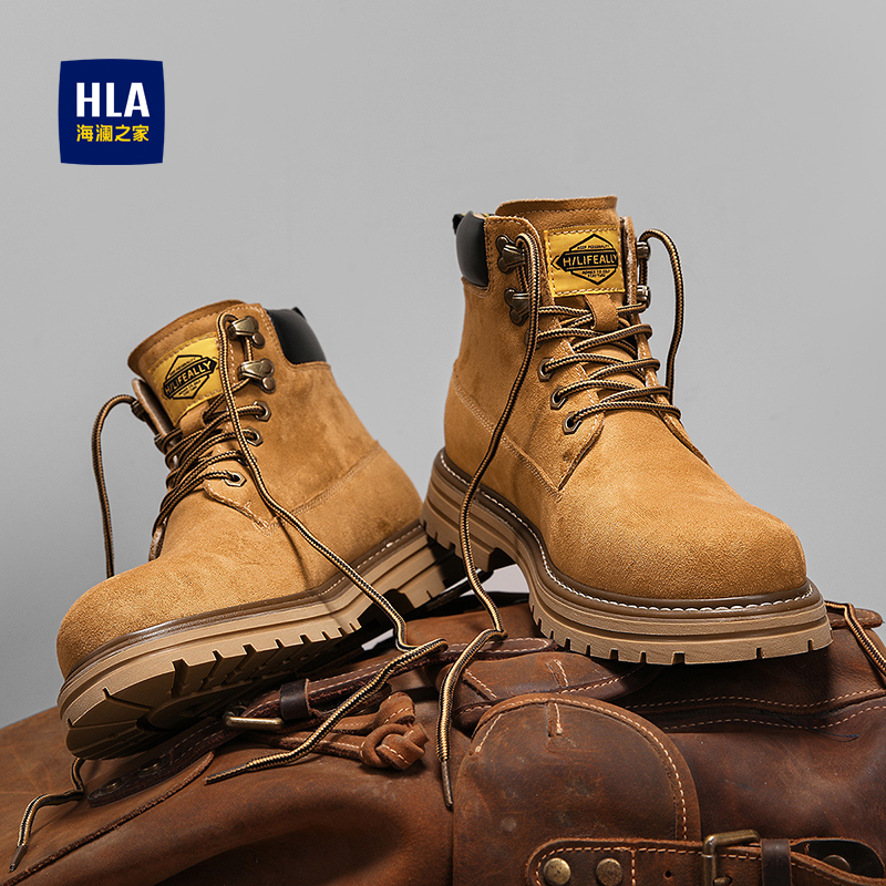 海澜之家男鞋2025新款秋冬英伦大黄蜂马丁靴男加绒户外工装大黄靴主图