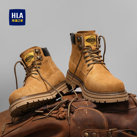 海澜之家男鞋2025新款秋冬英伦大黄蜂马丁靴男加绒户外工装大黄靴