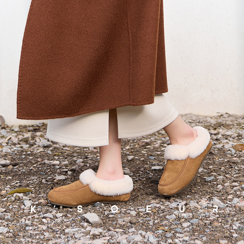 K姐 懒人穆勒羊毛拖 冬季刚需饱满柔软保暖半高后帮一脚蹬拖鞋主图