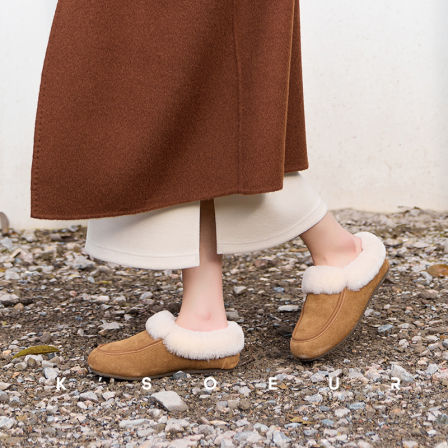 K姐 懒人穆勒羊毛拖 冬季刚需饱满柔软保暖半高后帮一脚蹬拖鞋