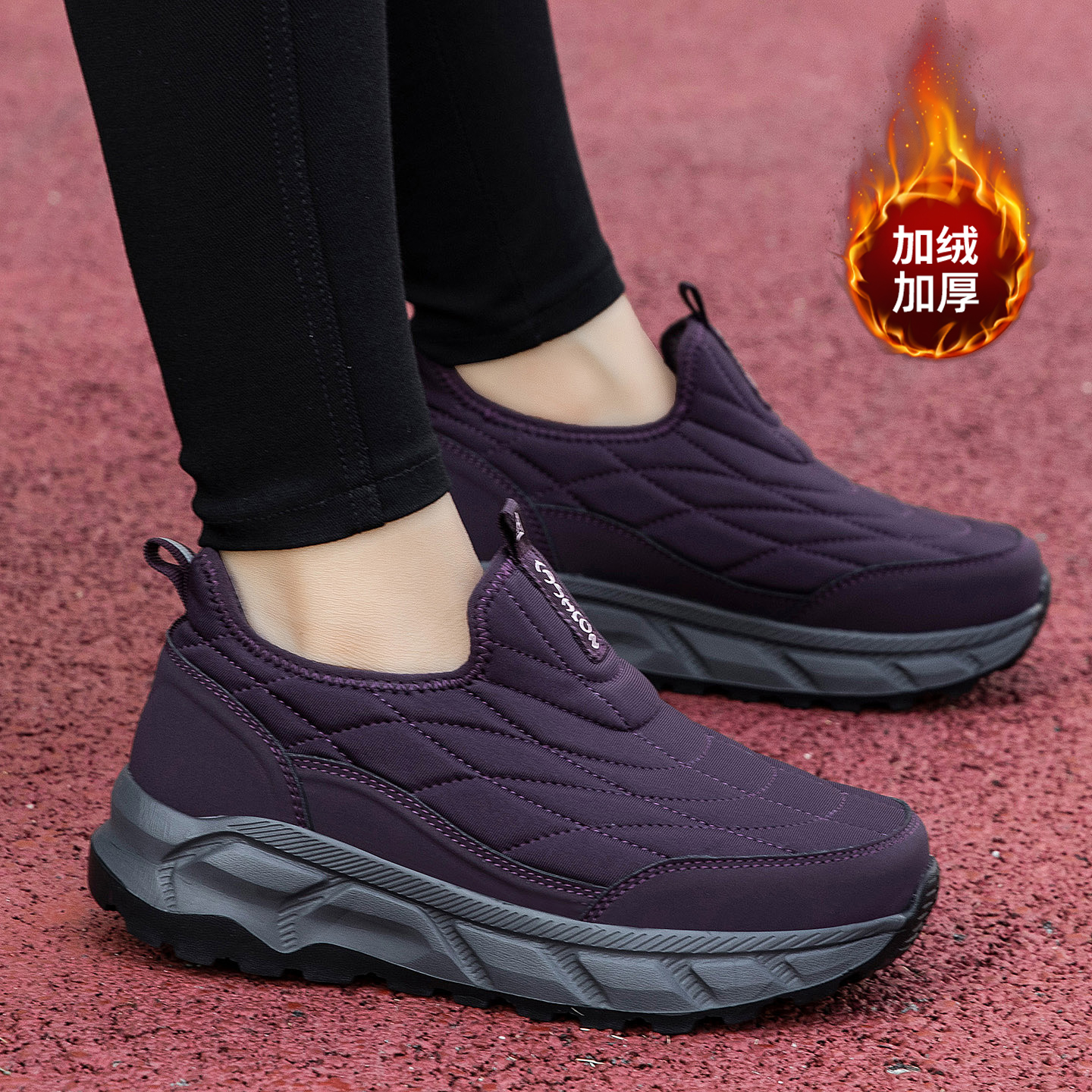 张凯丽雪地靴女2025新款冬季加绒加厚保暖防滑懒人一脚蹬妈妈棉靴主图