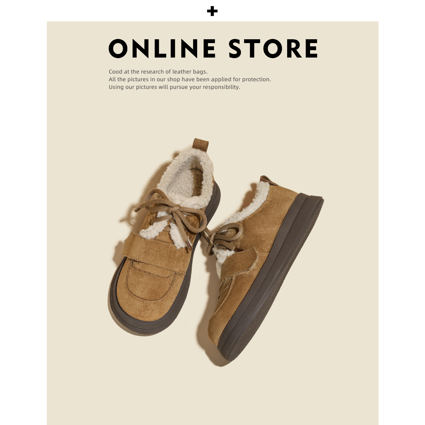 半曲加绒深口单鞋女冬季新款软底小皮鞋棉鞋毛毛乐福鞋厚底勃肯鞋主图