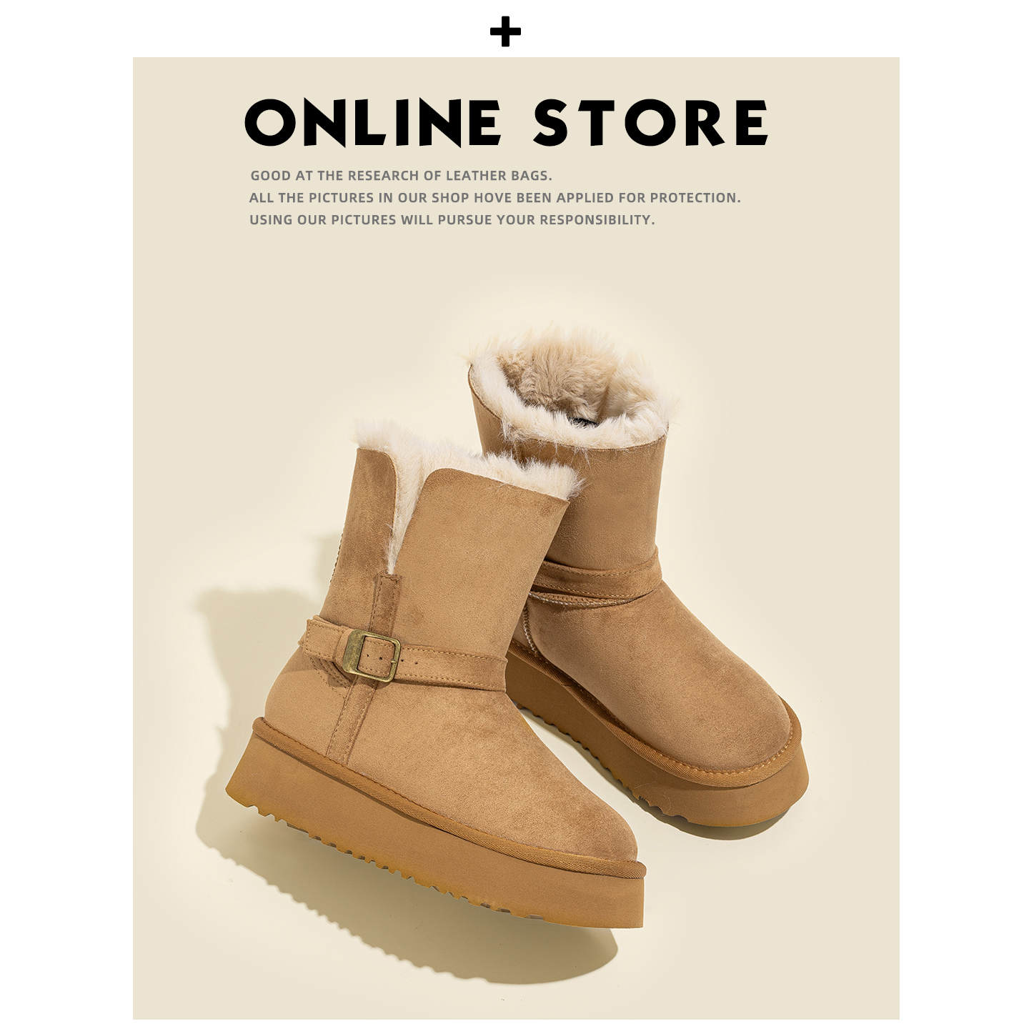 真皮版！厚底雪地靴女冬季2025新款加绒保暖棉鞋东北短筒雪地棉主图