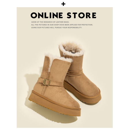 真皮版！厚底雪地靴女冬季2025新款加绒保暖棉鞋东北短筒雪地棉