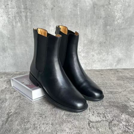 MFX 小牛皮细绒款极简英伦风显瘦切尔西靴短靴女粗跟马丁靴 M01-5