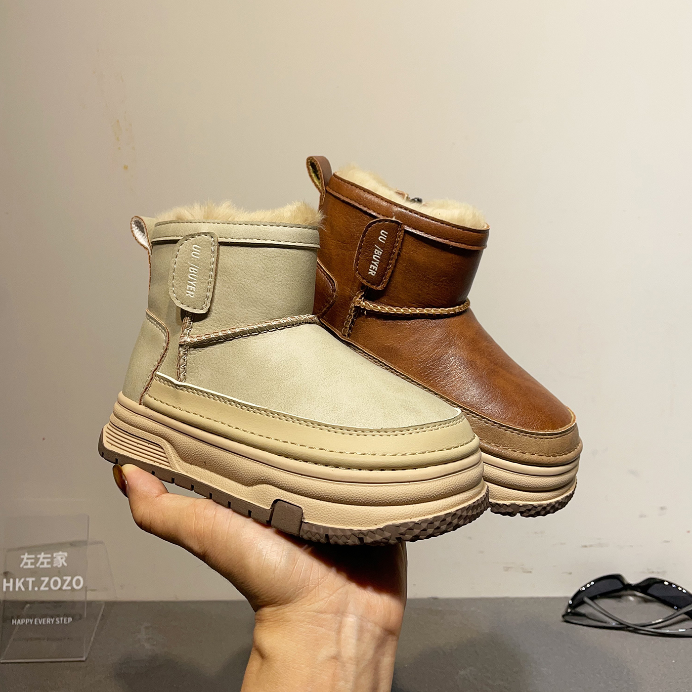 左左家2025新款冬季男童防水防滑儿童厚底保暖巨好看女童雪地靴主图