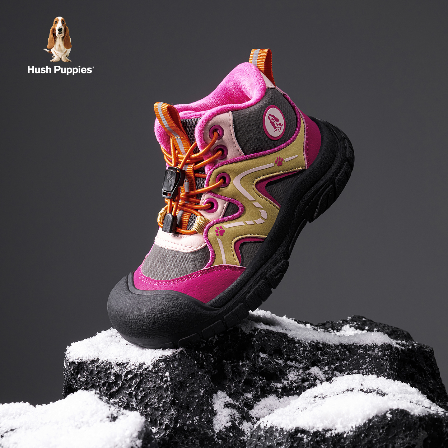 暇步士童鞋女童棉鞋加绒保暖冬新款户外登山徒步休闲运动儿童鞋子主图