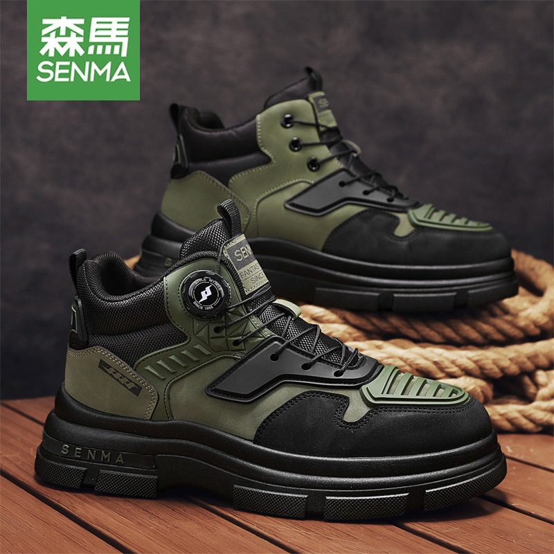 森马马丁靴男鞋2025新款秋冬季高帮户外登山耐磨男士劳保工装靴子主图