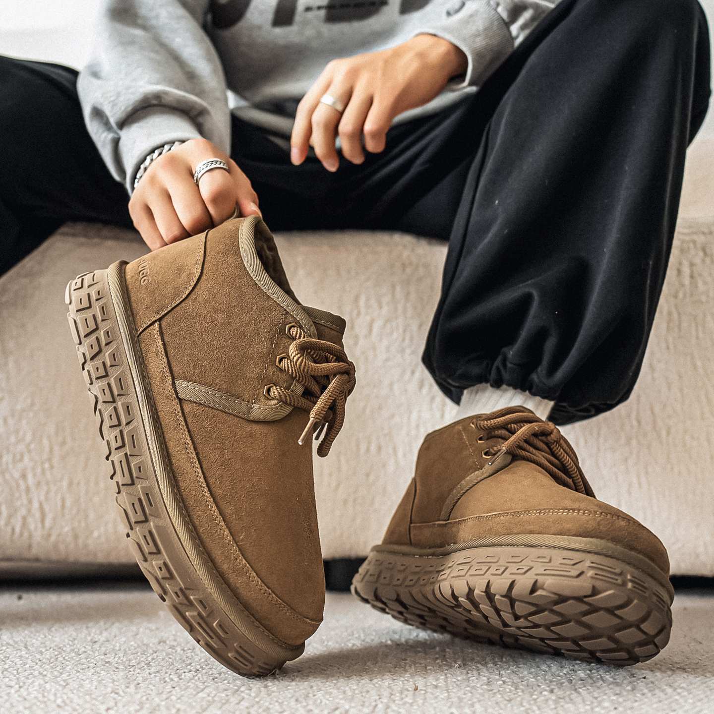 雪地靴男款冬季加绒加厚零下40°东北厚底轮胎防滑防水面包大棉鞋主图