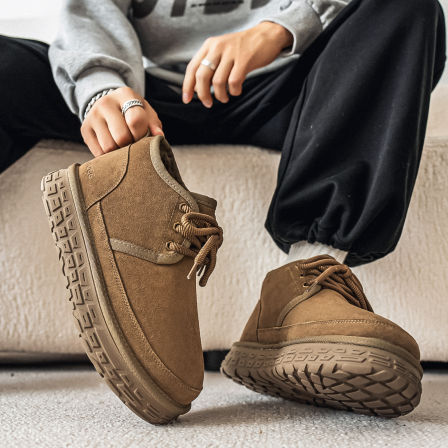 雪地靴男款冬季加绒加厚零下40°东北厚底轮胎防滑防水面包大棉鞋